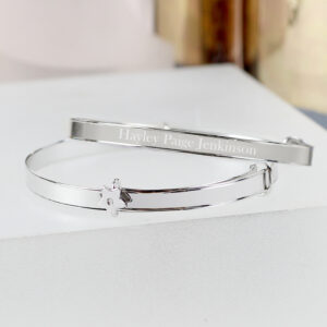 Personalised Sterling Silver Childs Expanding Diamante Star Bracelet