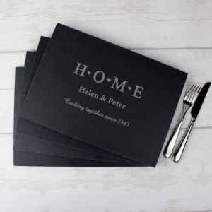 Personalised HOME Slate Rectangle Placemat 4 Pack