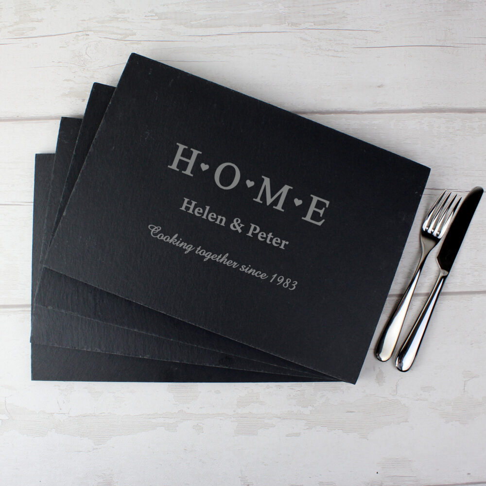 Personalised HOME Slate Rectangle Placemat 4 Pack