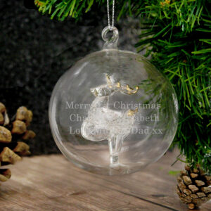 Personalised Glass Reindeer Bauble