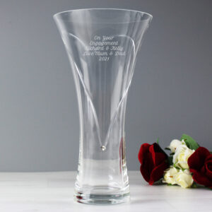 Personalised Large Hand Cut Diamante Heart Vase with Swarovski Elements