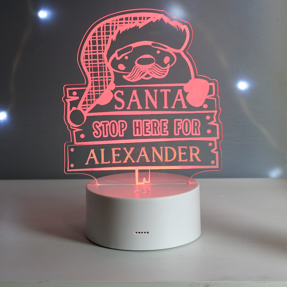 Personalised Santa Stop Here LED Colour Changing Night Light