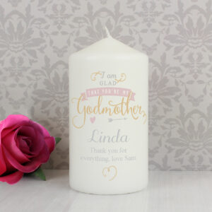 Personalised I Am Glad... Godmother Candle