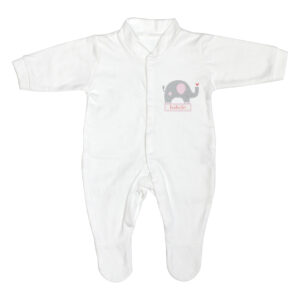 Personalised Pink Elephant 0-3 Months Babygrow