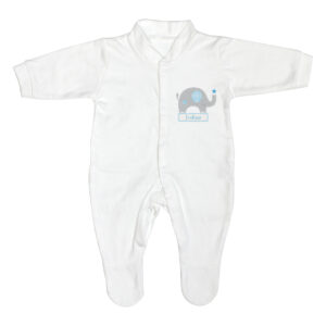 Personalised Blue Elephant 0-3 Months Babygrow