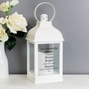 Personalised 'Your Light Shines Bright' White Lantern